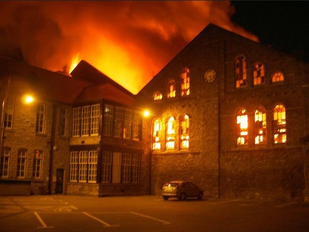 A victorian warehouse well ablaze. An incident I attended in 2005.